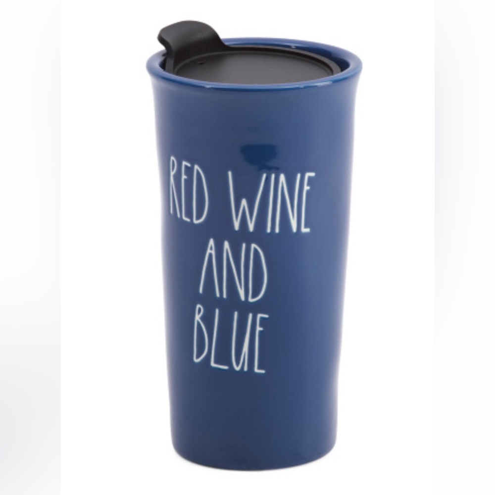 Rae Dunn Red Wine and Blue travel mug Brand  New